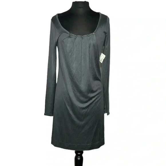 Whim Dresses & Skirts - Whim Pleated Gray Midi Pull On Silk Blend Dress Size L